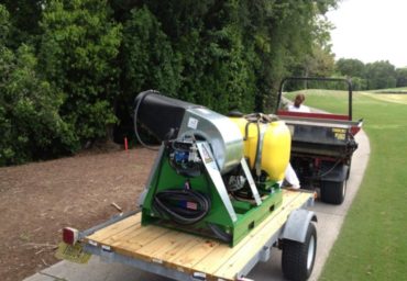 barrier treatment using golf cart